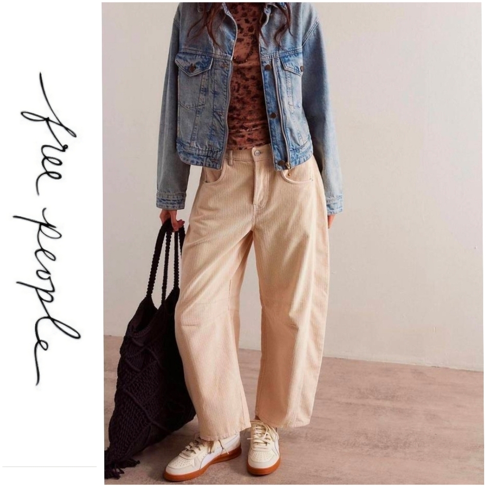 NWT Free People We Are The Free Good Luck Cord Barrels / Crystal Grey